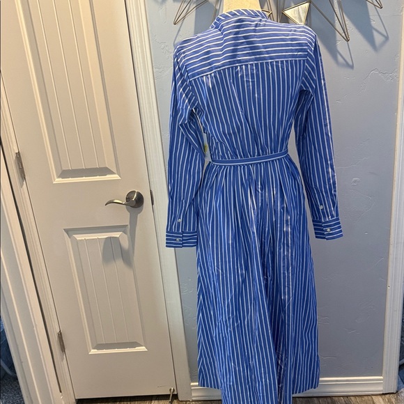 Free Assembly Blue Striped Long Sleeve Dress.  100% Cotton - Picture 5 of 7